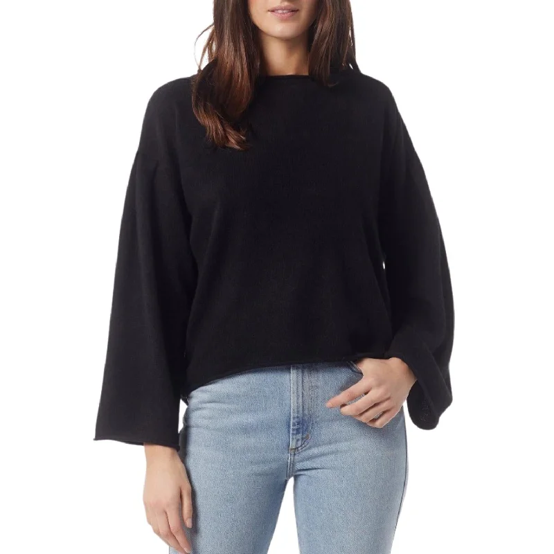 Ivern Bell Sleeve Cashmere Sweater In Caviar Black