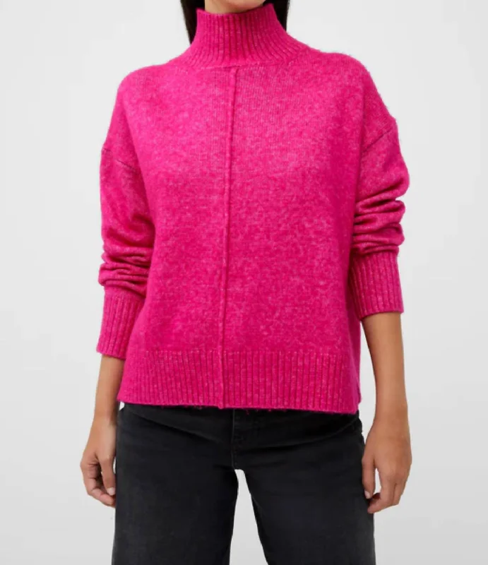 Kessy Recycled Turtleneck Sweater In Hot Magenta