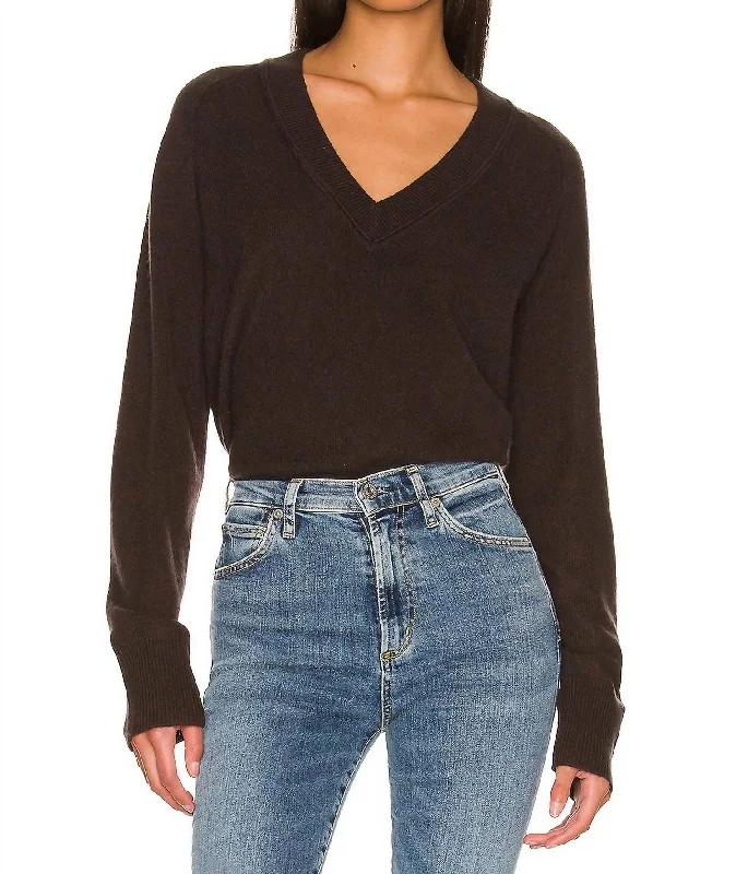 Madalene V Neck Sweater In Ganache