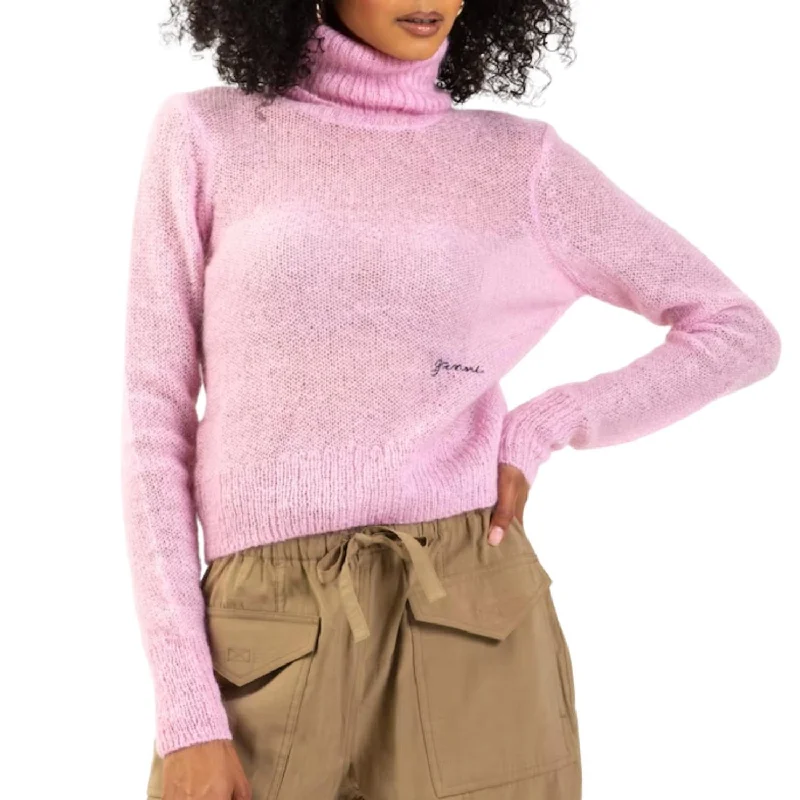 Mohair Highneck Sweater In Lilac Sachet