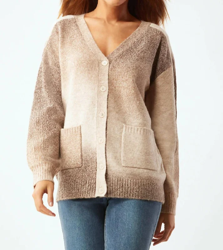 Space Dye Cardigan In Neutral Ombre