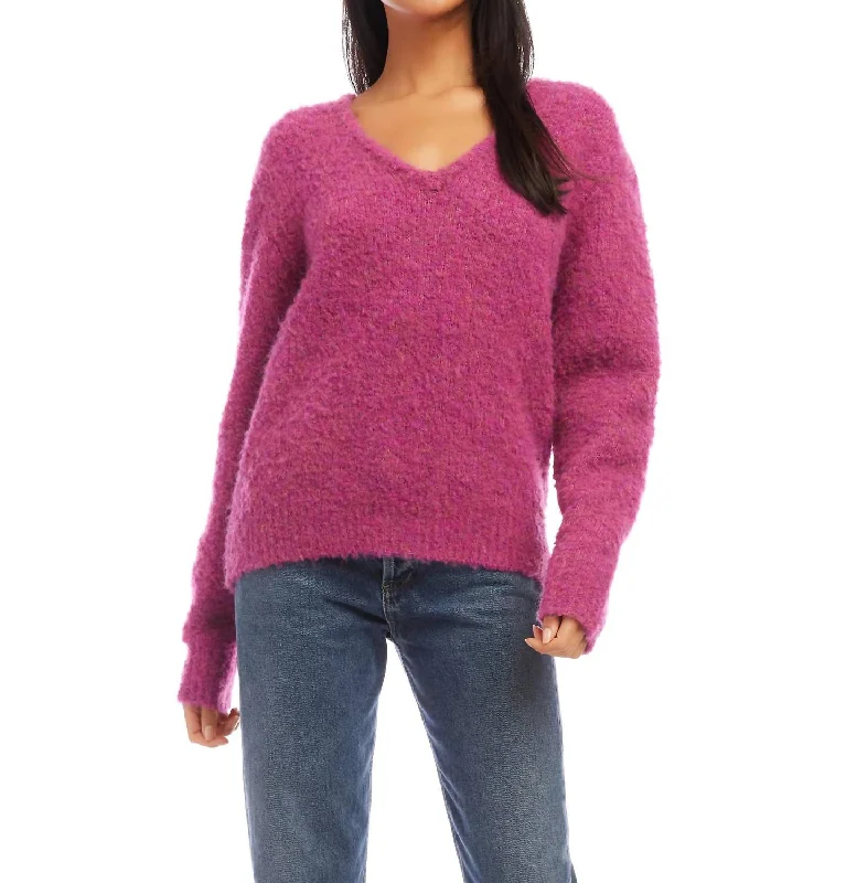 V-Neck Sweater In Pink