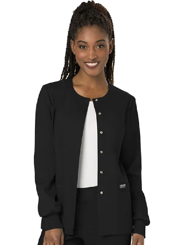 Cherokee Workwear Revolution Women's Snap Front Scrub Jacket | Black