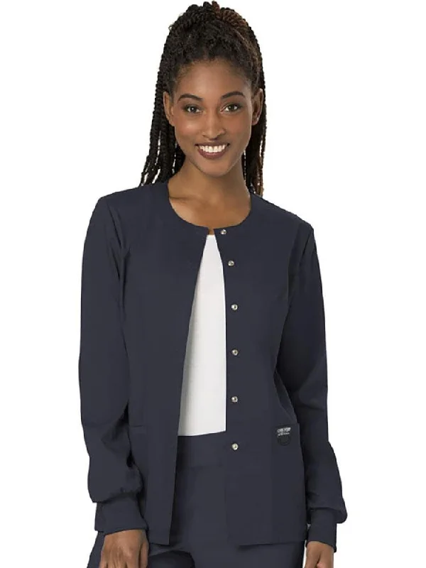 Cherokee Workwear Revolution Women's Snap Front Scrub Jacket | Pewter