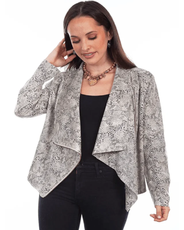 Scully Women's Beige Snakeskin Drape Cross-Over Jacket HC770 BSK