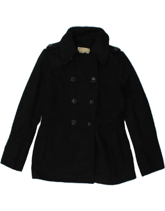 MICHAEL KORS Womens Pea Coat UK 10 Small Black Wool