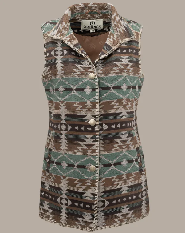 Outback Trading Company Women’s Brown Stockard Aztec Vest 29655-BRN