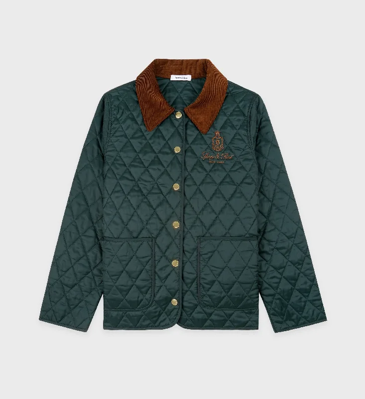 Vendome Nylon Quilted Jacket - Forest/Tan