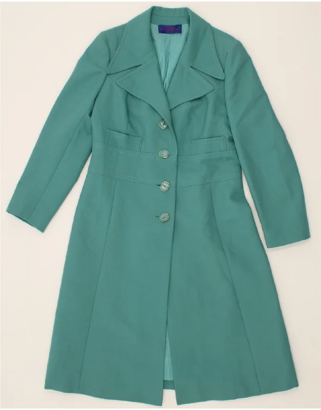 VINTAGE Womens Overcoat UK 14 Large Turquoise