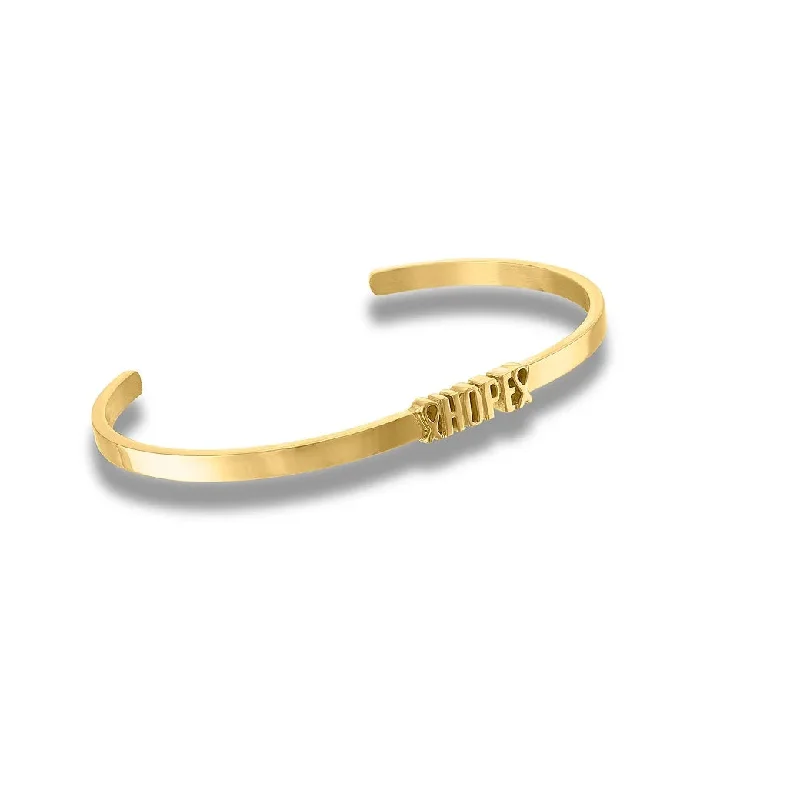 Breast Cancer Ribbon Hope Cut-Out Gold Embracelet