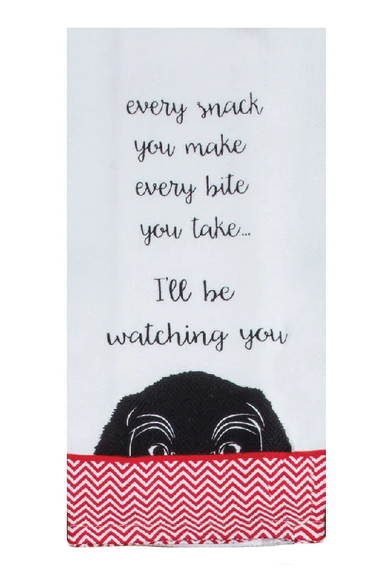 Every Bite You Take I'll Be Watching You Dog Tea Towel