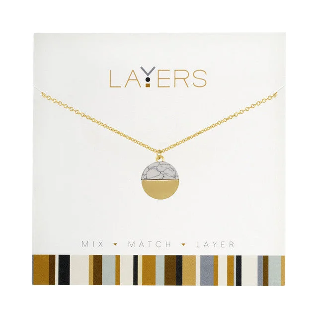 Gold Circle Granite Layers Necklace