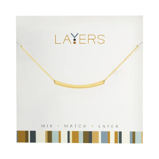 Gold Curve Bar Layers Necklace