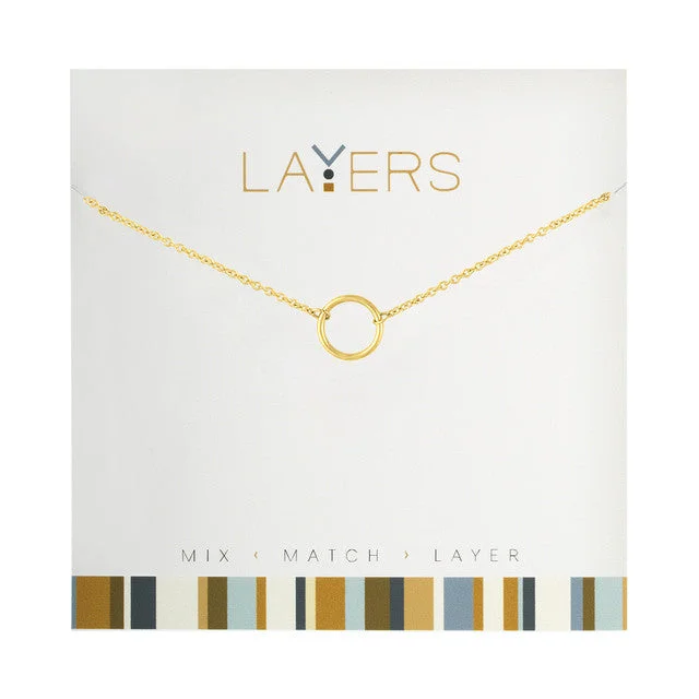 Gold Open Circle Layers Necklace