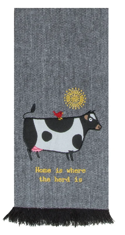 Home is Where the Herd is Cow Applique Tea Towel