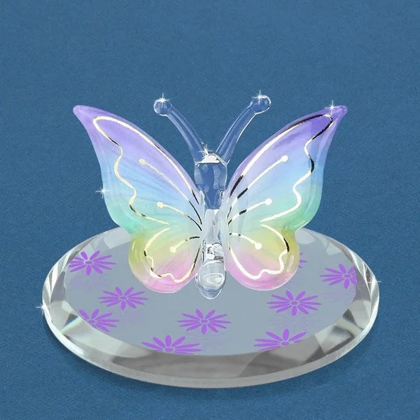 Lavender Rainbow Butterfly Glass Figurine