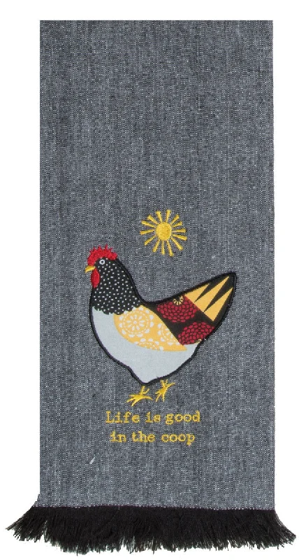 Life is Good in the Coop Chicken Applique Tea Towel