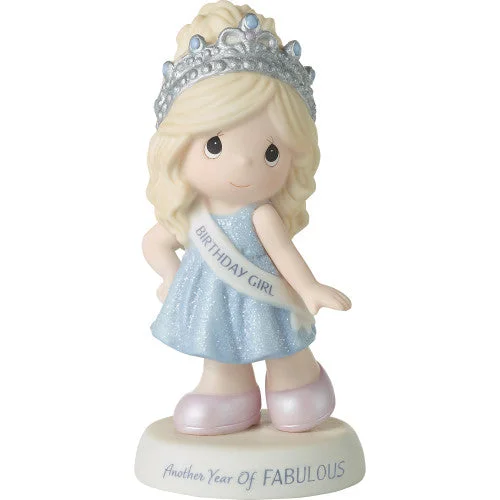 Precious Moments Girl Wearing Birthday Sash And Tiara Figurine