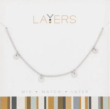 Silver Decorative Disc Layers Necklace