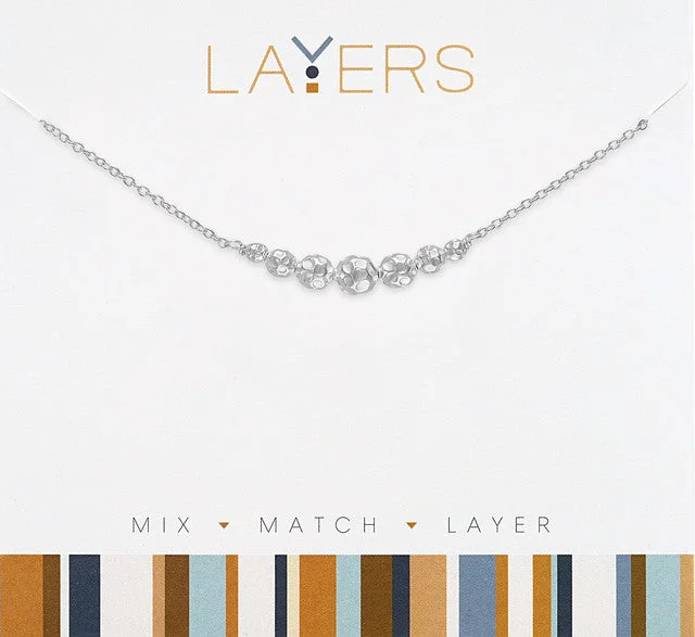 Silver Mini Hammered Ball Layers Neckace