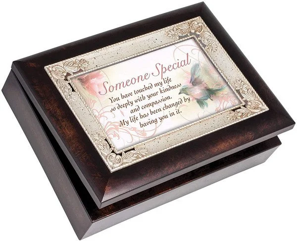 Someone Special Have Touched My Life Burlwood Jewelry Music Box Plays You Light Up My Life