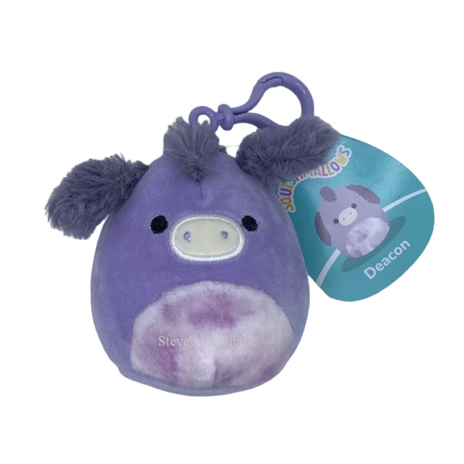 Squishmallow Deacon the Purple Gray Donkey 3.5" Clip Stuffed Plush by Kelly Toy