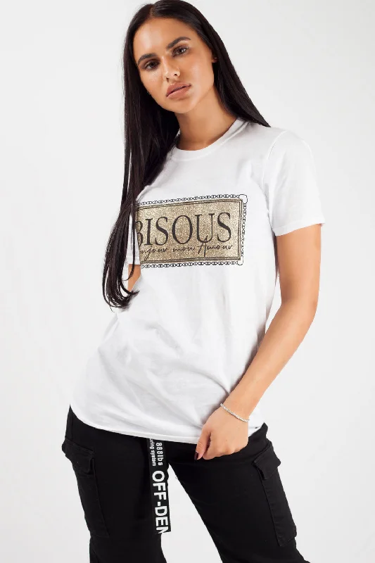 Bisous Slogan T-Shirt White