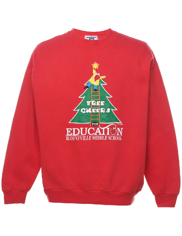 Christmas Tree Design Sweatshirt - L