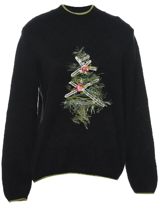 Christmas Tree Print Jumper - M