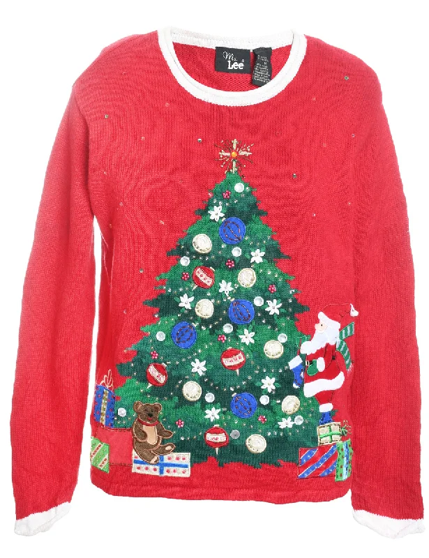 Christmas Tree Print Jumper - M