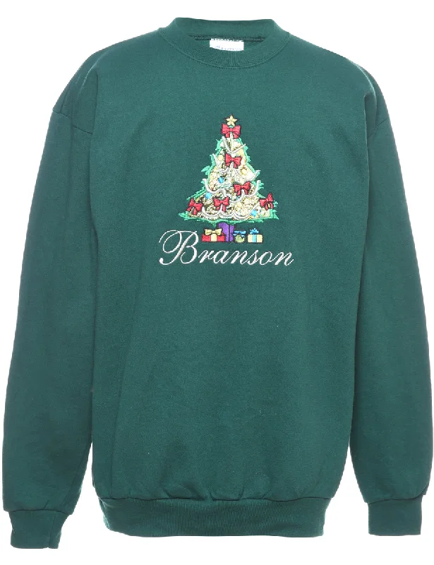 Christmas Tree Print Sweatshirt - L