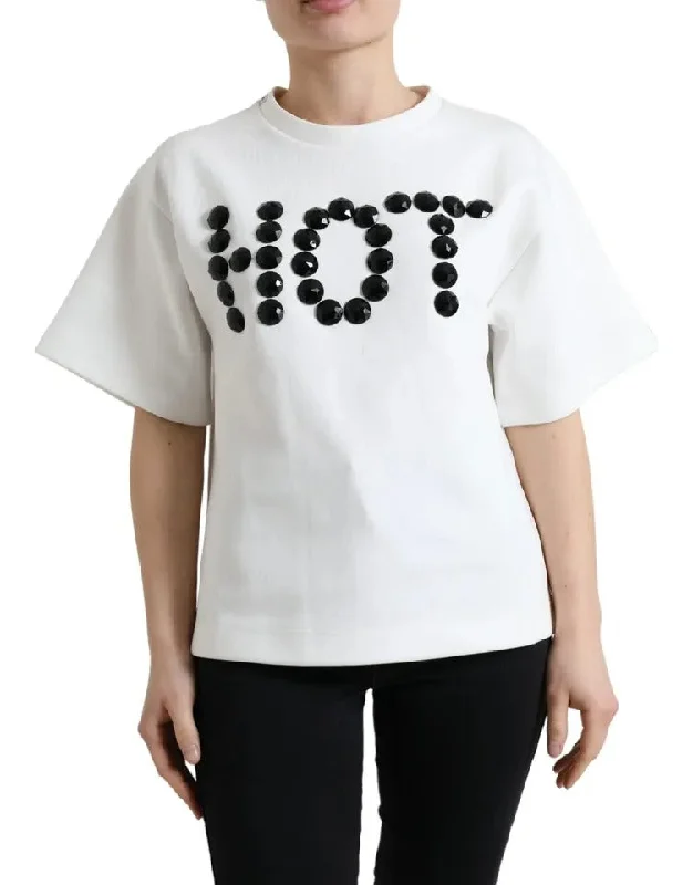 Dolce & Gabbana  Cotton Stretch  HOT Crystal Women's T-shirt (Pre-Owned)