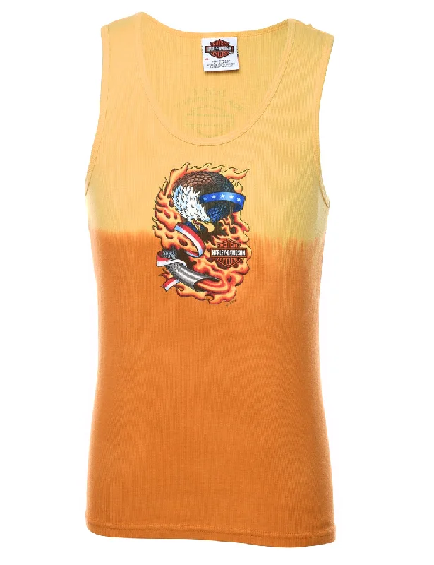 Harley Davidson Y2K Yellow & Orange Tie-Dye Vest - S