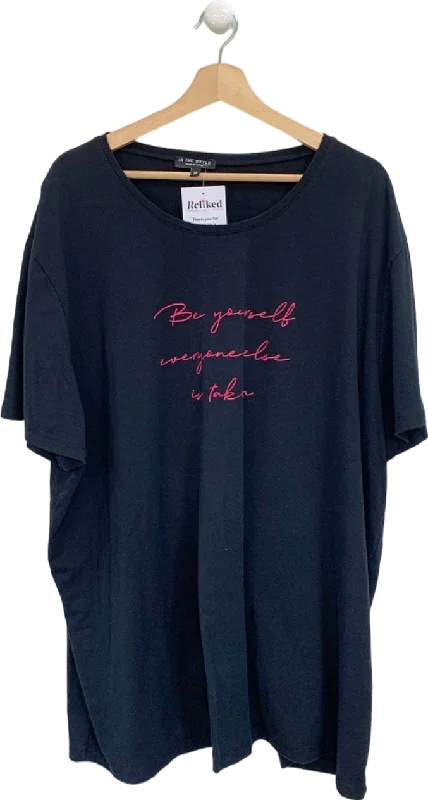 In The Style Black 'Be Yourself' Slogan T-Shirt UK 28