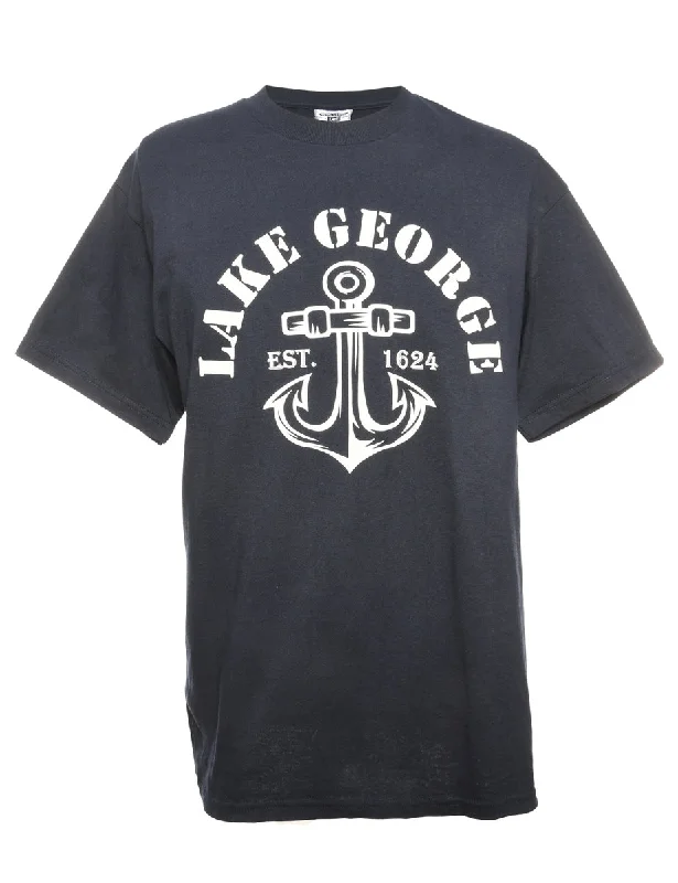 Navy Lake George Lee Printed T-shirt - M