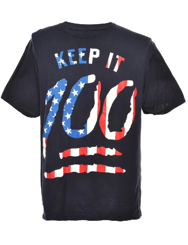 Navy Printed T-shirt - L