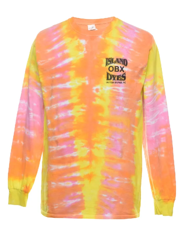 Orange & Pink Tie Dye Long Sleeve T-Shirt - S