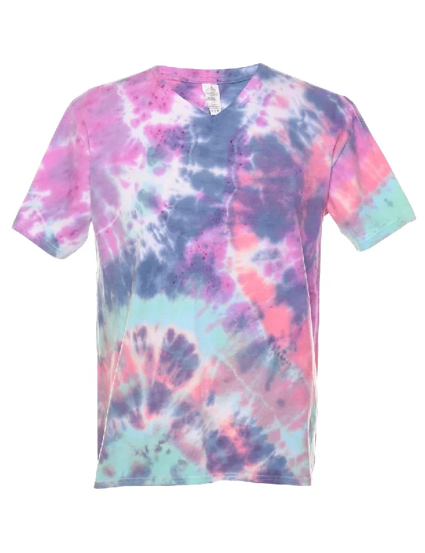 Tie Dye Design Multi-Colour T-Shirt - L