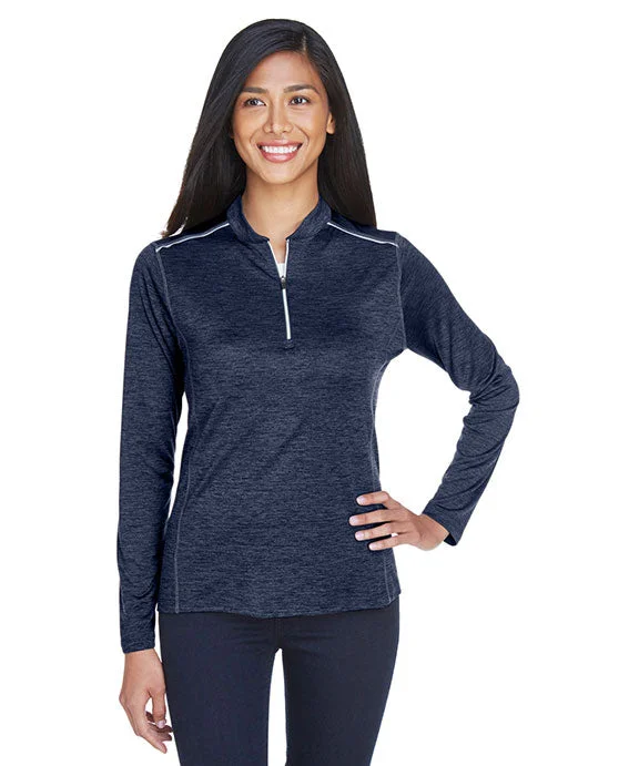 CE401W - Core 365 Ladies Kinetic Performance Quarter-Zip | Classic Navy/Carbon