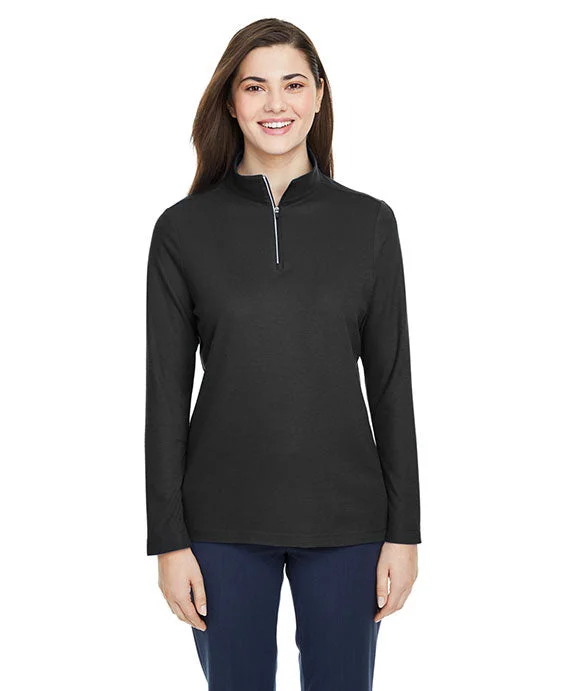 CE405W - Core 365 Ladies Fusion ChromaSoft™ Pique Quarter-Zip | Black