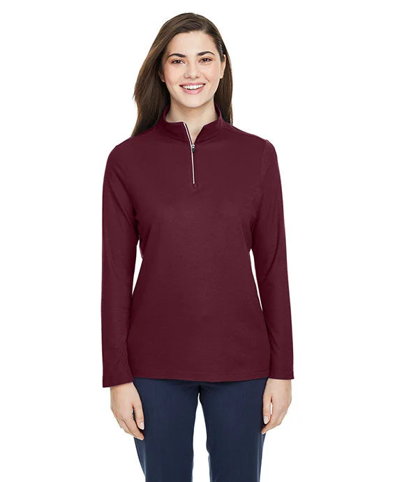 CE405W - Core 365 Ladies Fusion ChromaSoft™ Pique Quarter-Zip | Burgundy