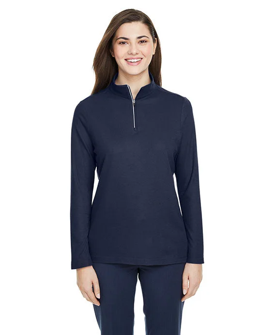 CE405W - Core 365 Ladies Fusion ChromaSoft™ Pique Quarter-Zip | Classic Navy