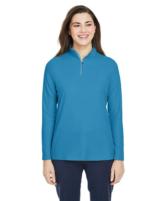 CE405W - Core 365 Ladies Fusion ChromaSoft™ Pique Quarter-Zip | Electric Blue