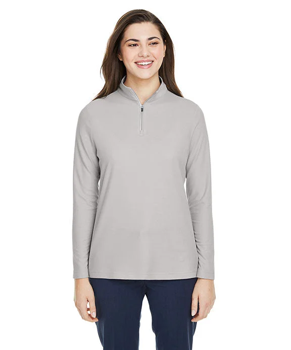 CE405W - Core 365 Ladies Fusion ChromaSoft™ Pique Quarter-Zip | Platinum