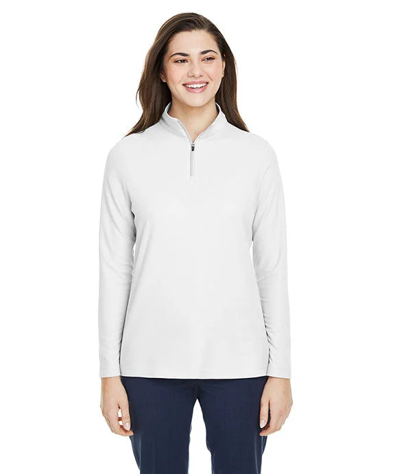 CE405W - Core 365 Ladies Fusion ChromaSoft™ Pique Quarter-Zip | White