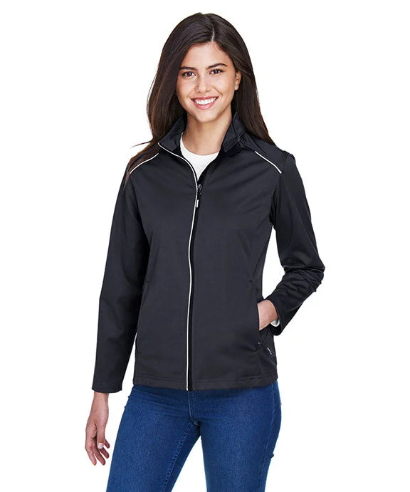 CE708W - Core 365 Ladies Techno Lite Three-Layer Knit Tech-Shell | Black