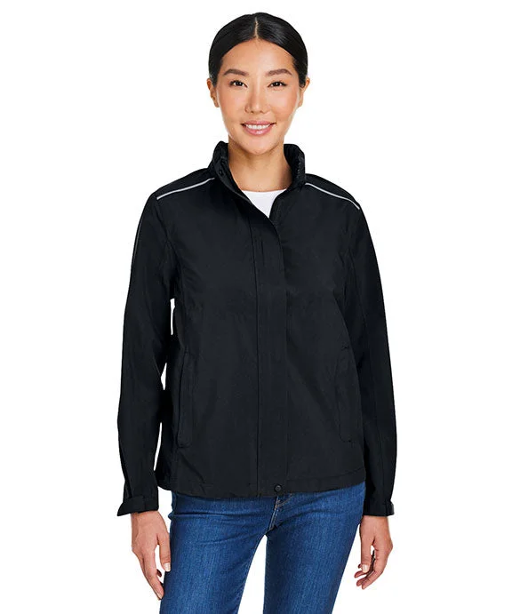 CE712W - Core 365 Ladies Packable Rain Jacket | Black