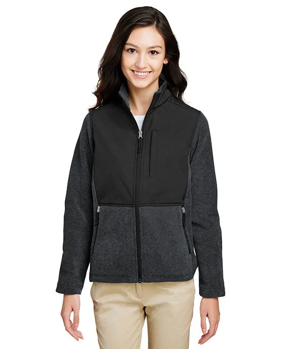 CE890W - Core 365 Ladies Journey Summit Hybrid Full-Zip Jacket | Heather Charcoal/Black