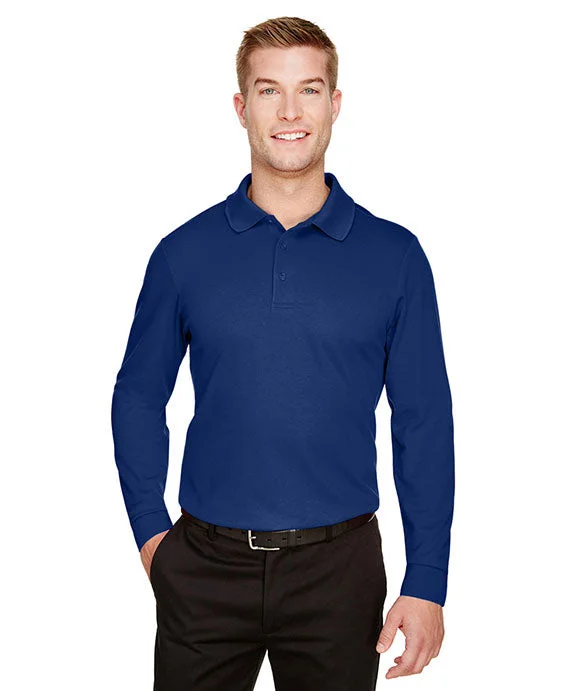 DG20L - Devon & Jones CrownLux Performance® Mens Plaited Long Sleeve Polo Shirt | True Royal