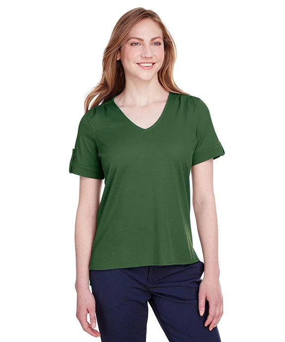 DG20WB - Devon & Jones Ladies CrownLux Performance™ Plaited Rolled-Sleeve Top | Forest